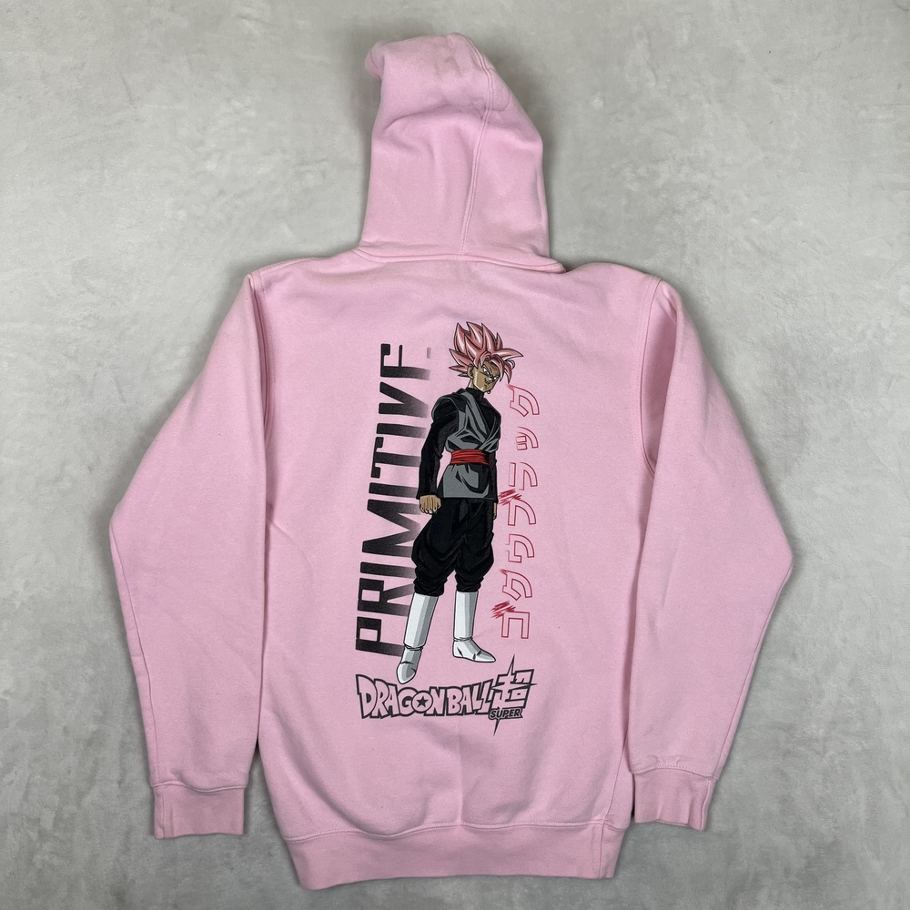Primitive Dragon Ball Hoodie Mens Medium Pink Pullover Super Goku Black Graphic